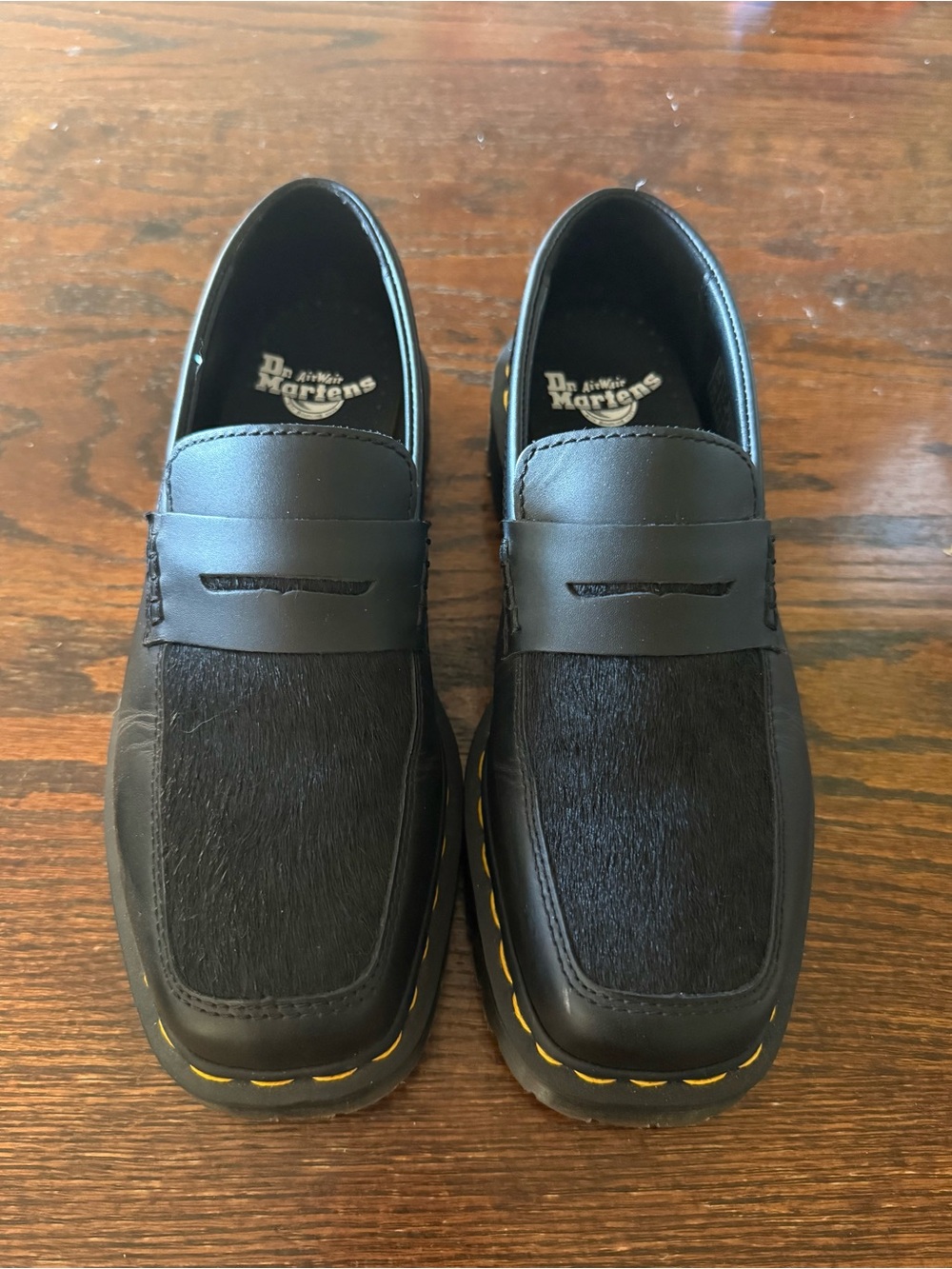Dr. Martens Black Loafers with Yellow Stitching